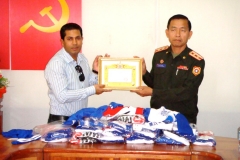 Mr. Sadik Mohammad Chowdhury, MD, L.A.I.D., HSMM Group receiving Certificate of Donation 29th Oct 2010: Ministry Of Defence for sports jerseys: 4 million kip